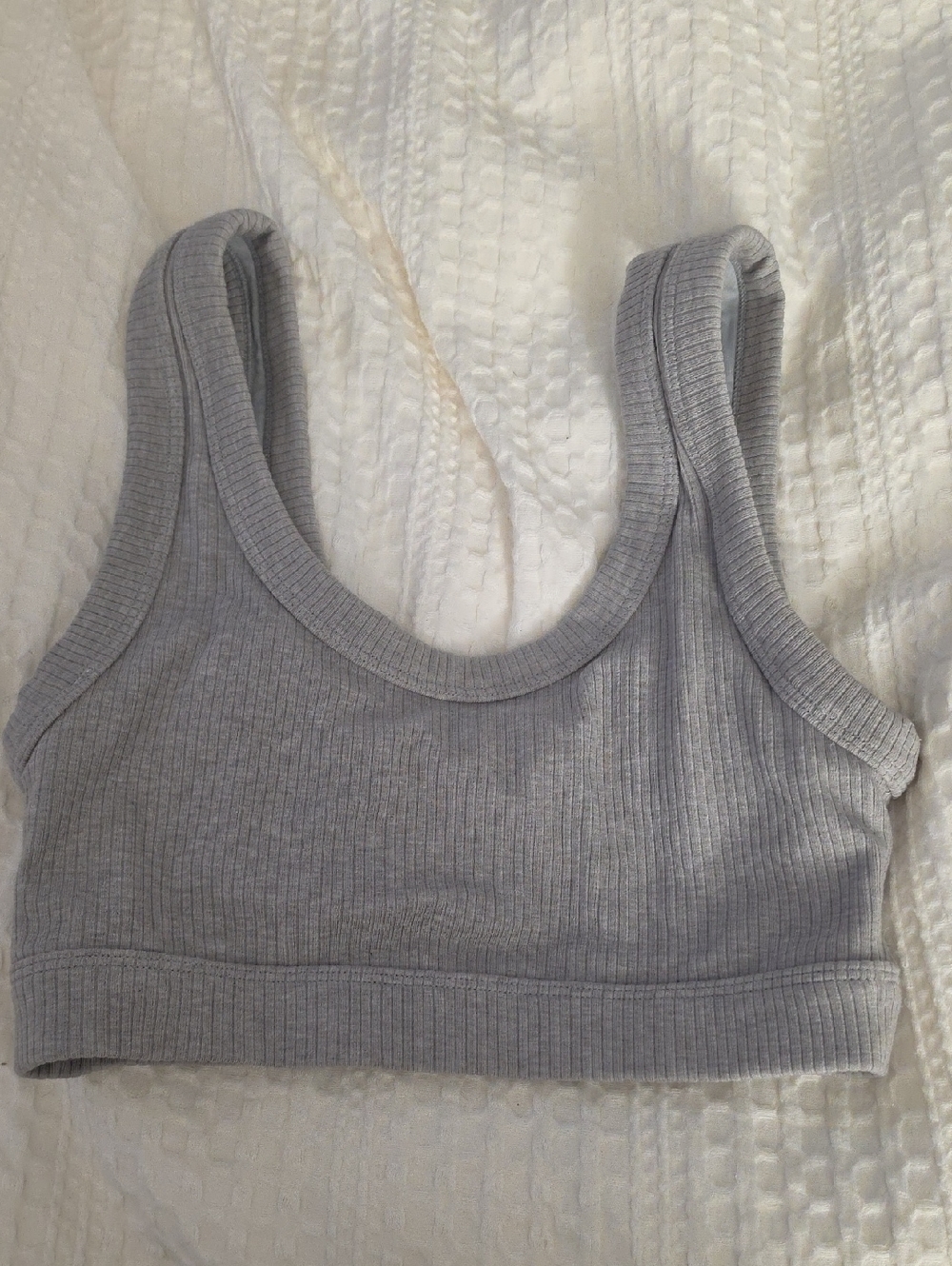 ALO Yoga Ribbed Scoop Sports Bra in Light Gray